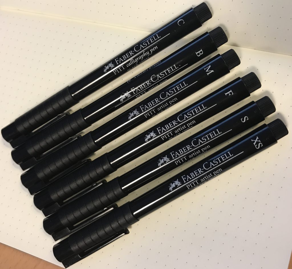 Bullet Journal kuglepenne faber castell pitt artist